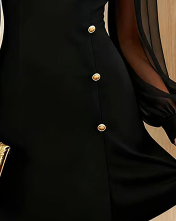 Stella | Elegant Dress with Metal Buckle and Inserts