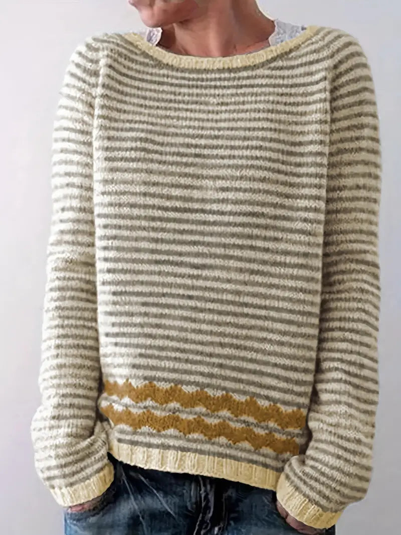 Women's casual sweater with subtle stripes